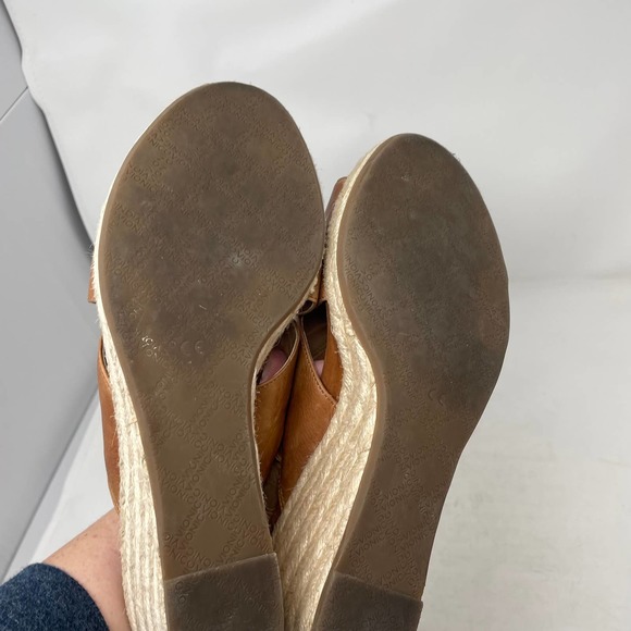 Vionic Brown Toffee Zamar Espadrille Wedge Crossover Leather Sandals Size US 9.5 - Picture 10 of 13